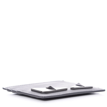 Fendi Vitello Century Metal Monster Eyes Card Holder Grey 4 of 9