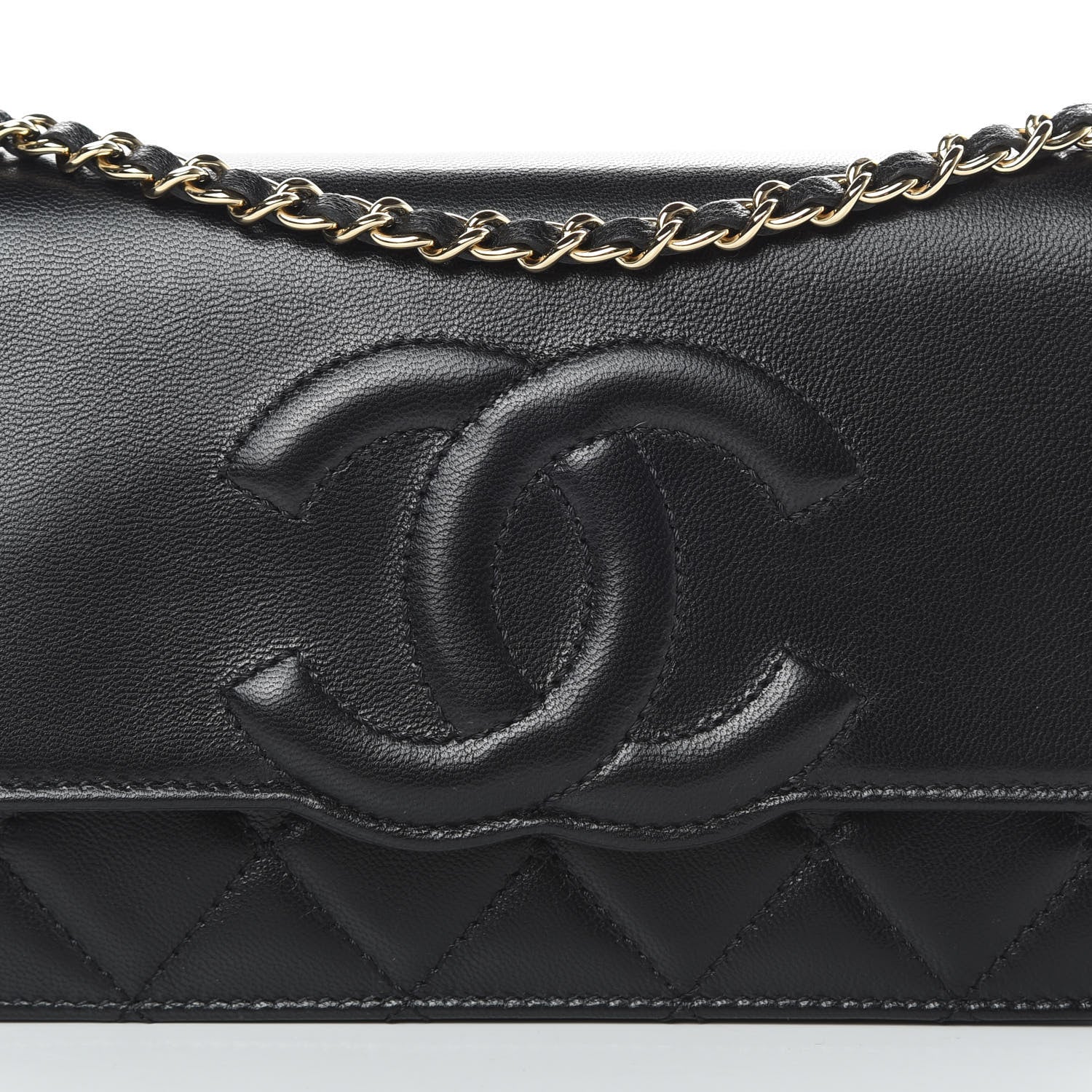 Chanel Goatskin Quilted Timeless CC Wallet On Chain WOC Black 9 of 14