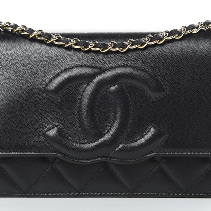 Chanel Goatskin Quilted Timeless CC Wallet On Chain WOC Black 9 of 14