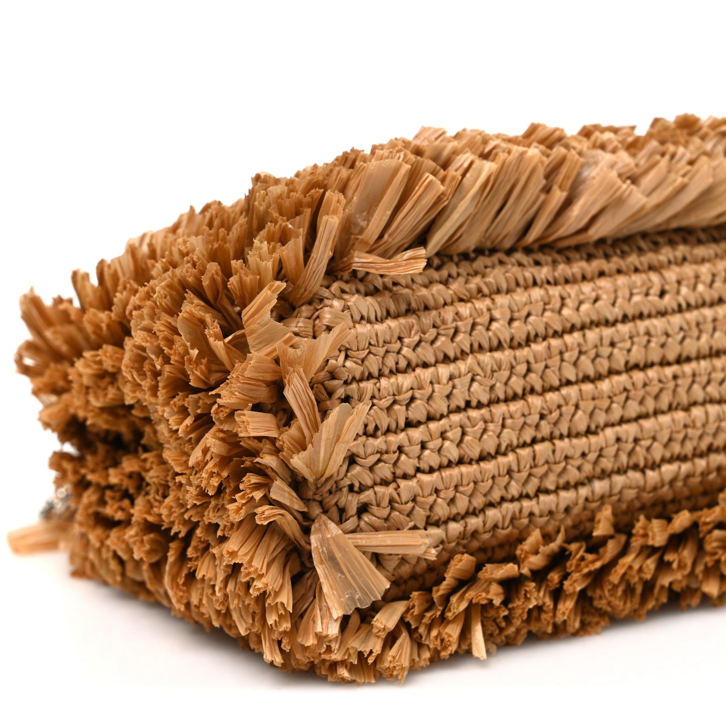 Raffia Fringe Nano Kelly Shopper Dark Beige