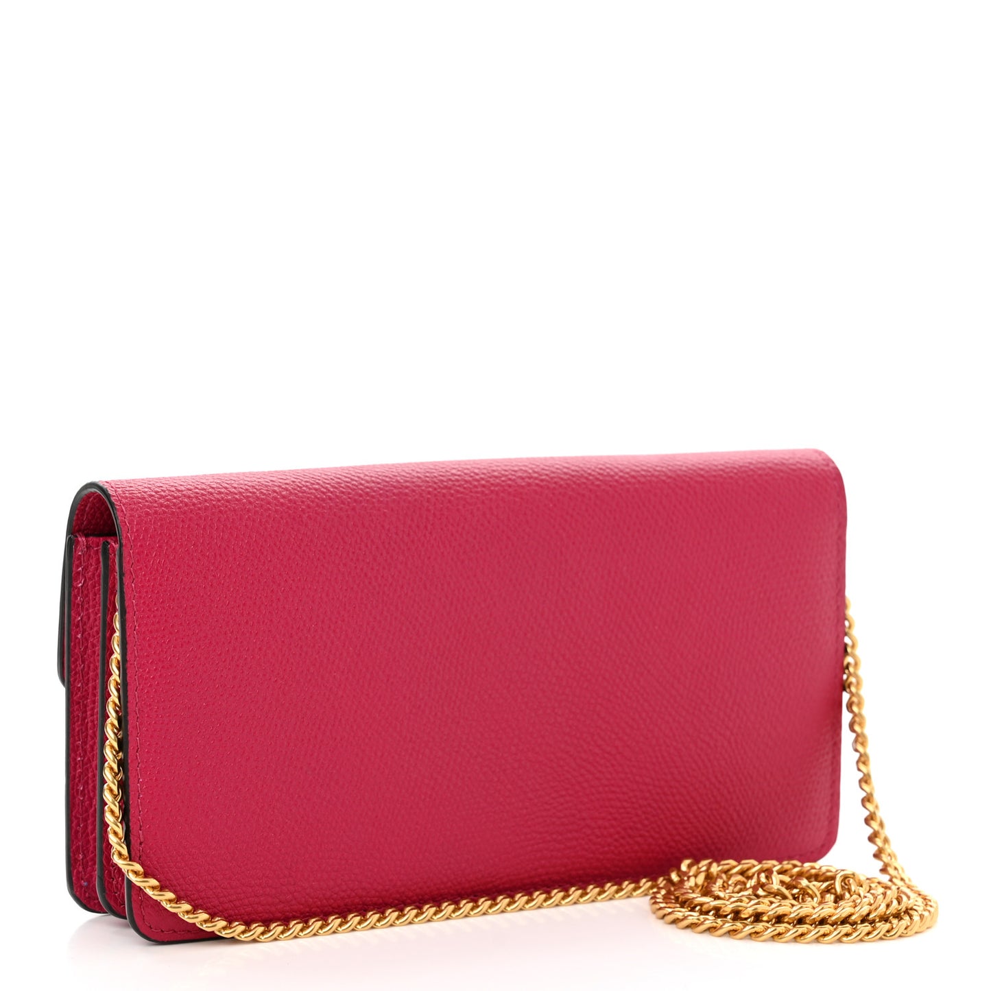 Grained Calfskin VSling Wallet On Chain Raspberry