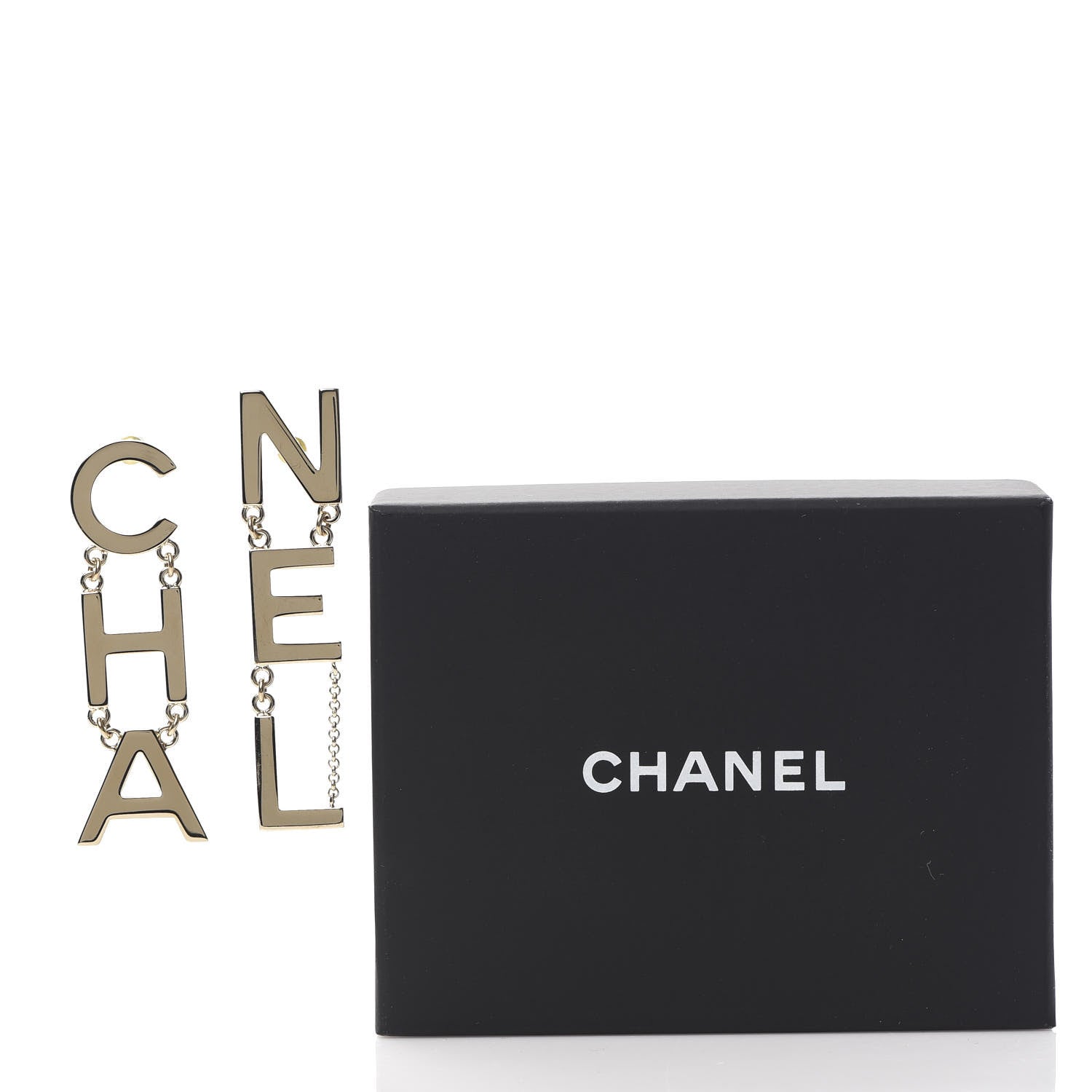 Chanel Metal Cha-Nel Logo Drop Earrings Gold 5 of 5