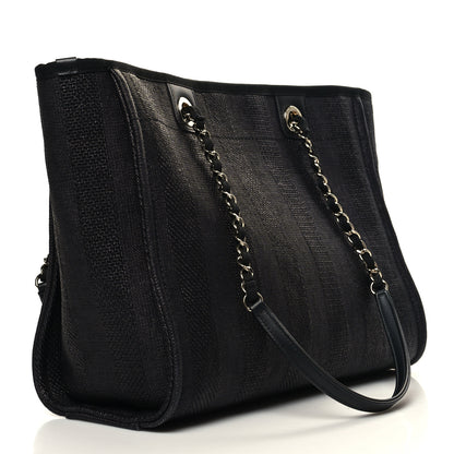 Chanel Mixed Fibers Striped Small Deauville Tote Black 3 of 10