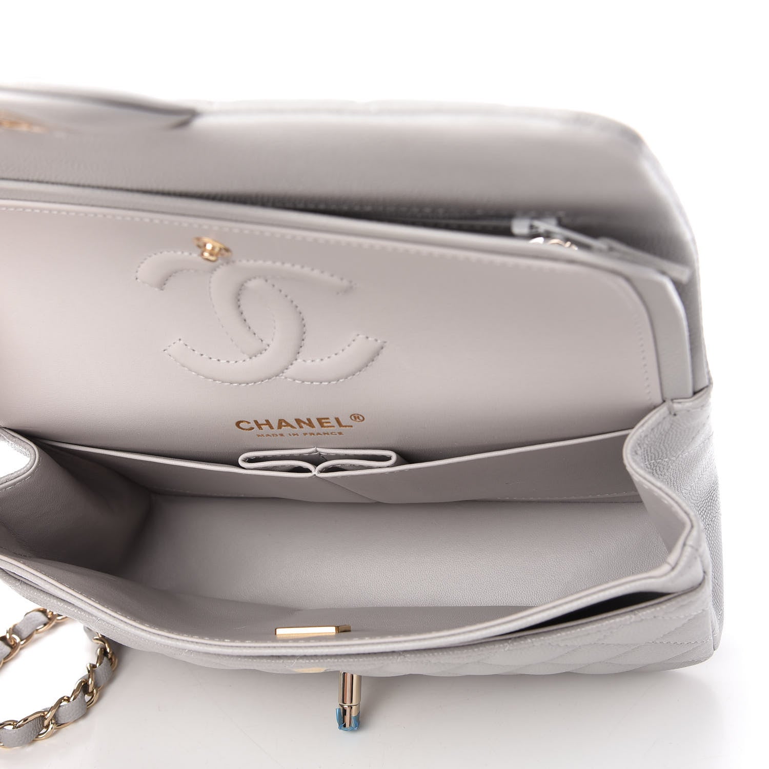 Chanel Caviar Quilted Small Double Flap Grey 5 of 11