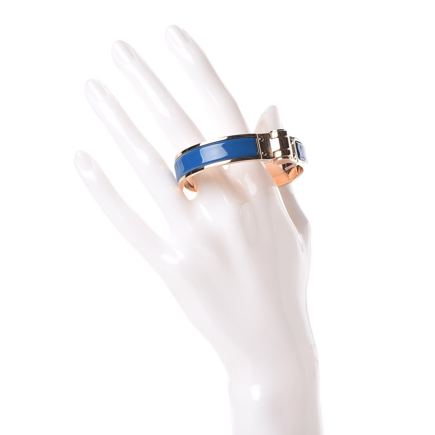Enamel Charniere Uni Narrow Hinged Bracelet S Bleu Intense