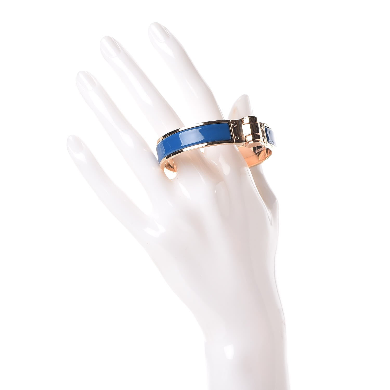 Hermes Enamel Charniere Uni Narrow Hinged Bracelet S Bleu Intense 2 of 5