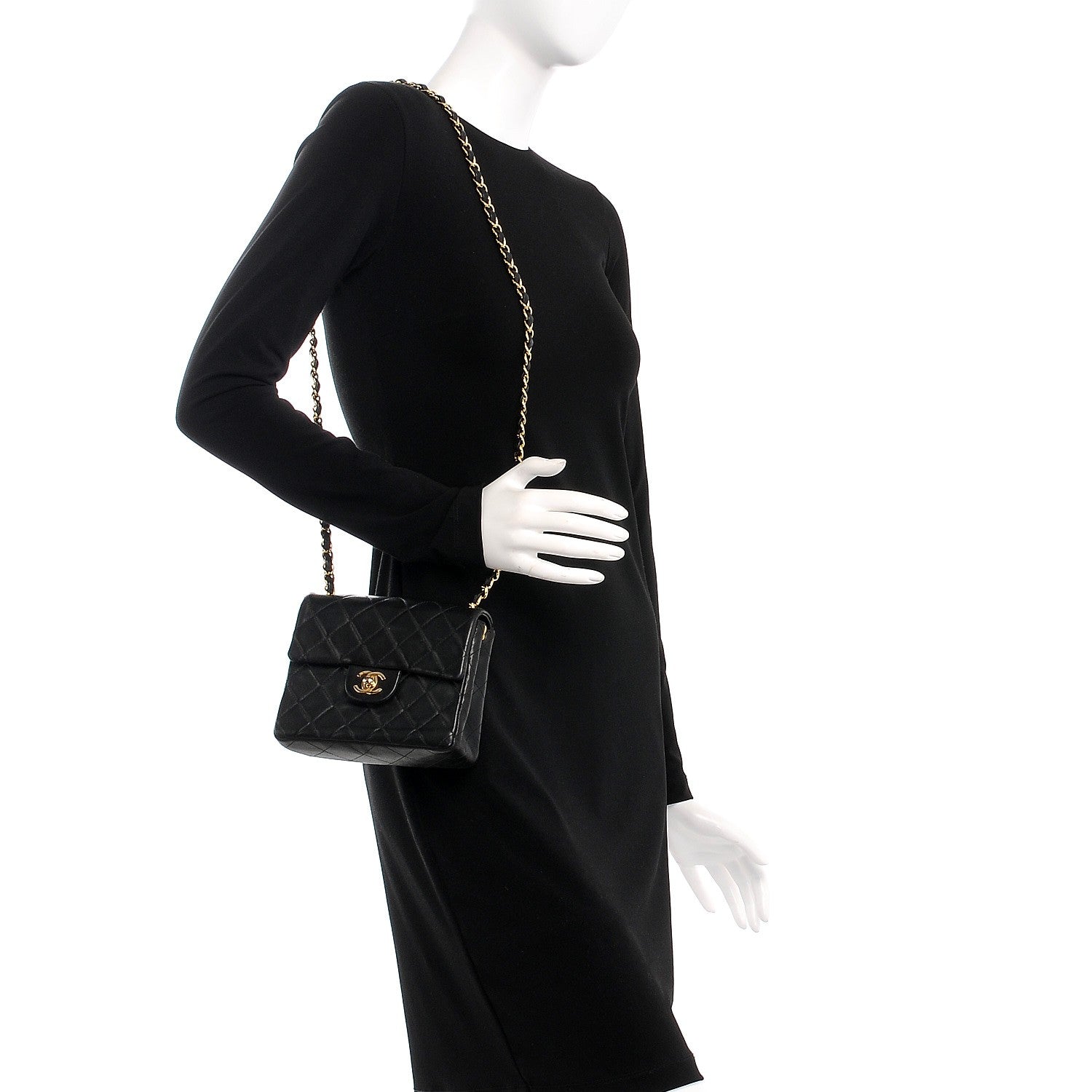 Chanel Lambskin Quilted Mini Square Flap Black 2 of 13