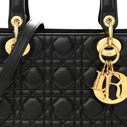 Christian Dior Lambskin Cannage Medium Lady Dior Black 6 of 12