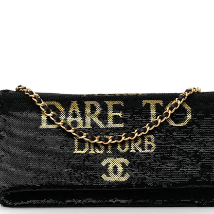 Chanel Sequin Paris Cosmopolite Dare To Disturb Flap Black Gold 7 of 9
