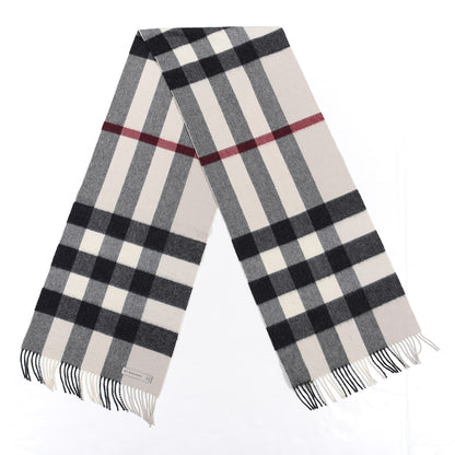 Burberry Cashmere Giant Check Fringe Scarf Stone 2 of 3