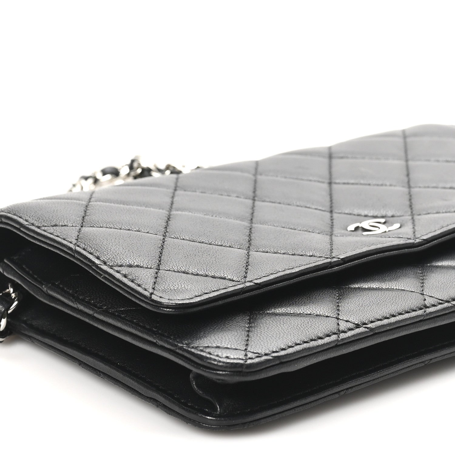 Chanel Lambskin Quilted Wallet On Chain WOC Black 9 of 11