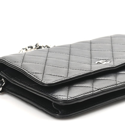 Chanel Lambskin Quilted Wallet On Chain WOC Black 9 of 11