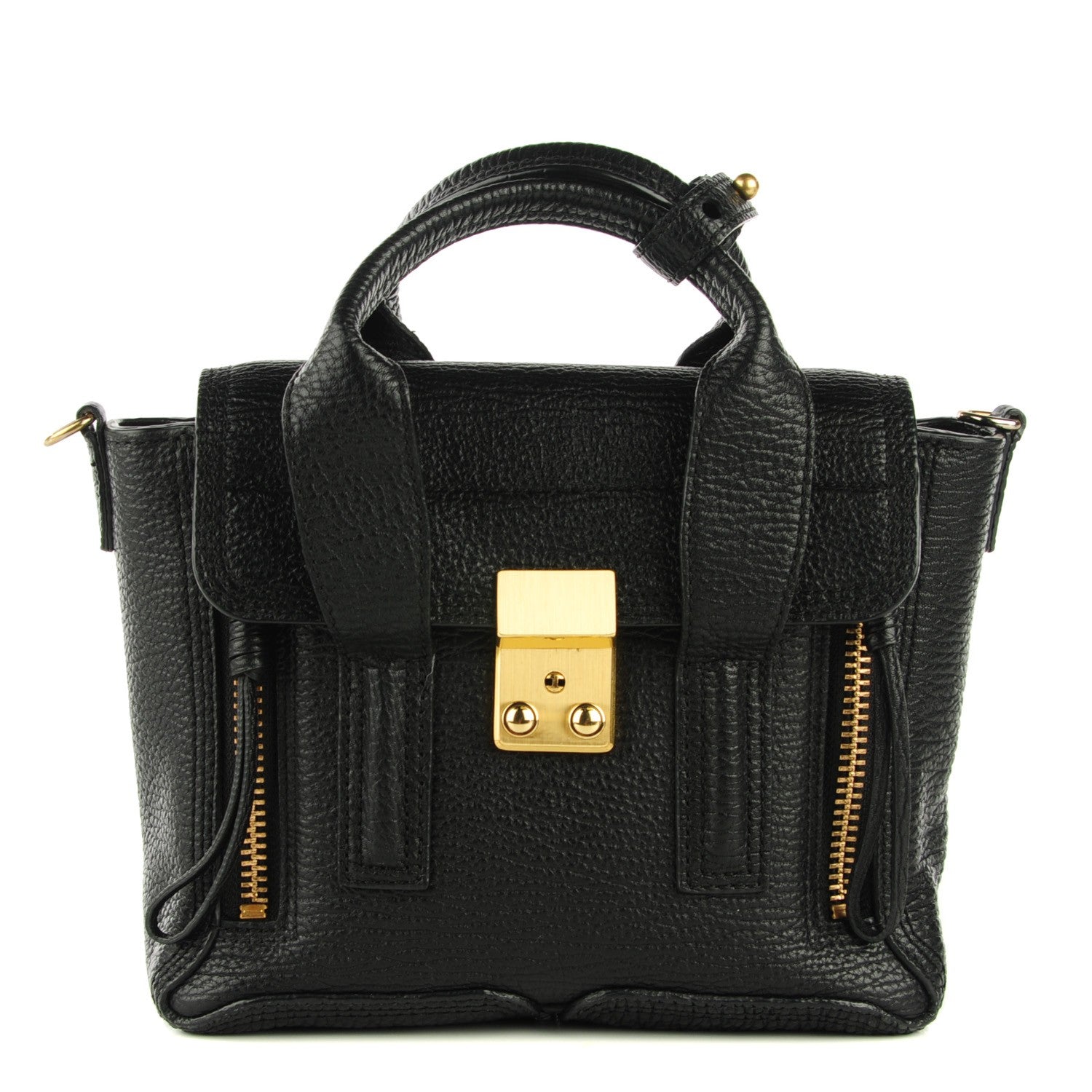 3.1 Phillip Lim 3.1 Textured Calfskin Mini Pashli Satchel Black 1 of 7
