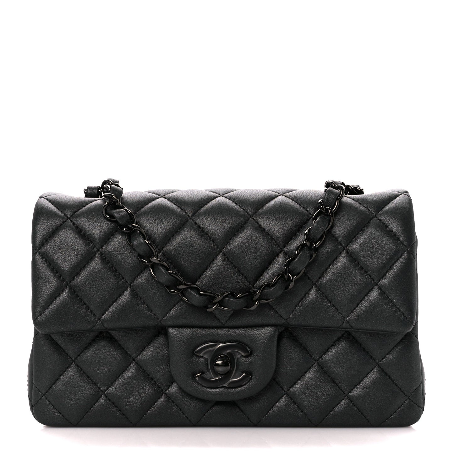 Lambskin Quilted Mini Rectangular Flap So Black