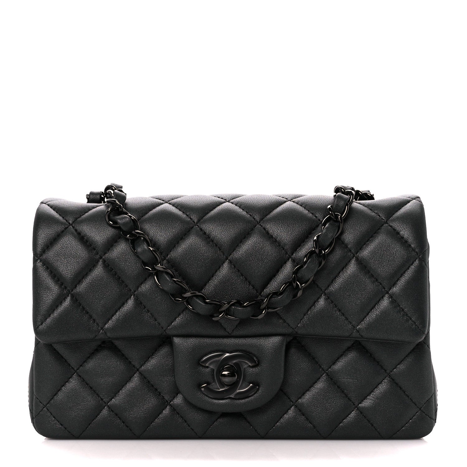 Chanel Lambskin Quilted Mini Rectangular Flap So Black 1 of 12