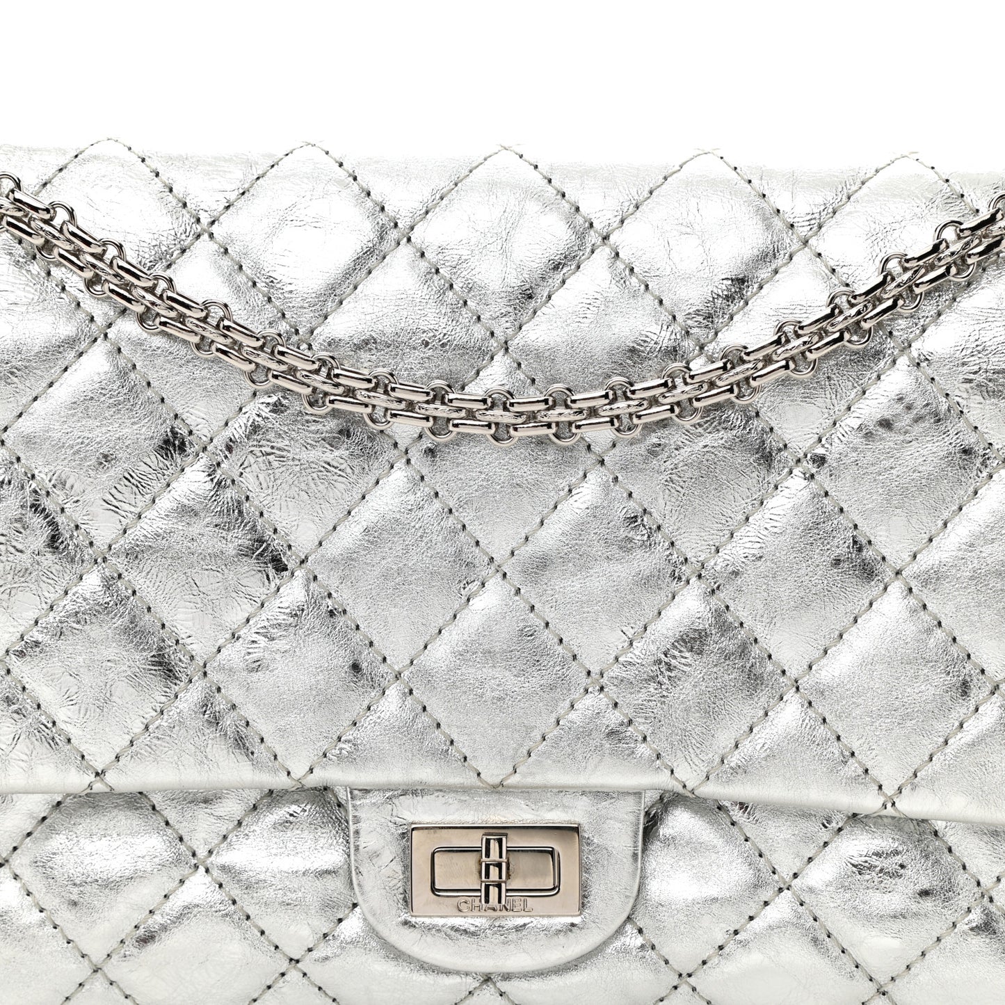 Metallic Aged Calfskin Quilted 2.55 Reissue 226 Flap Silver