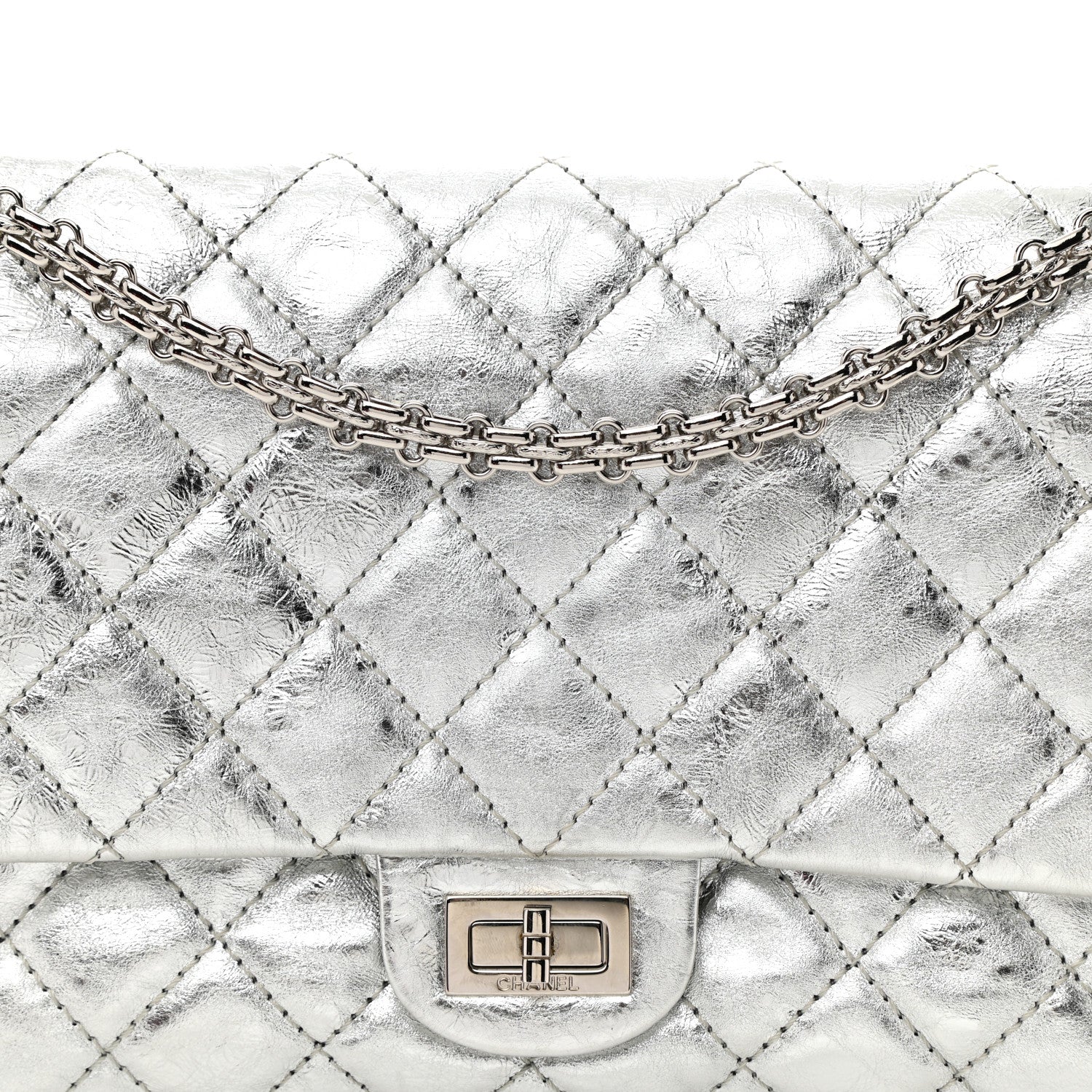 Chanel Metallic Aged Calfskin Quilted 2.55 Reissue 226 Flap Silver 8 of 10