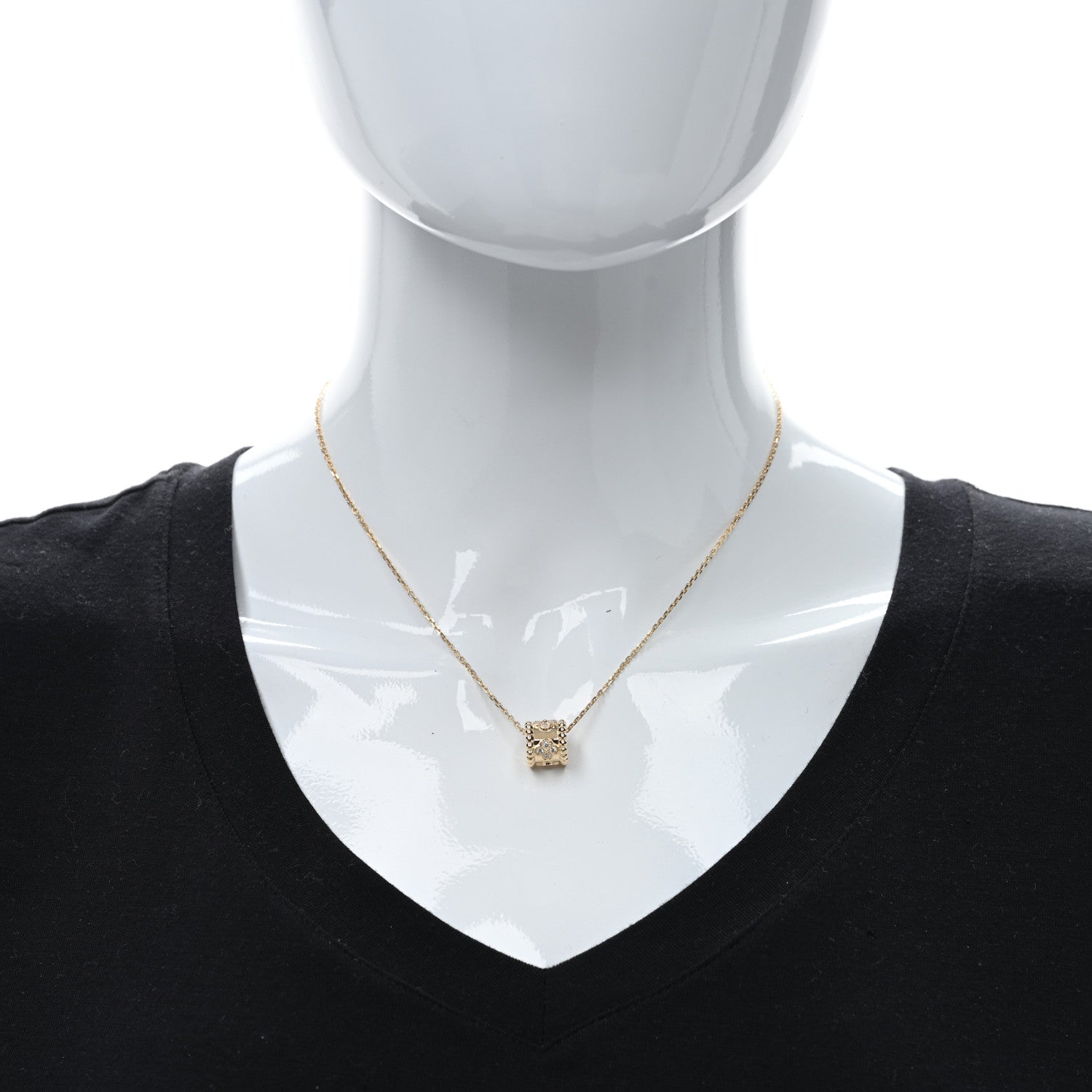Van Cleef & Arpels 18K Yellow Gold Diamond Small Perlee Clovers Pendant Necklace 3 of 4