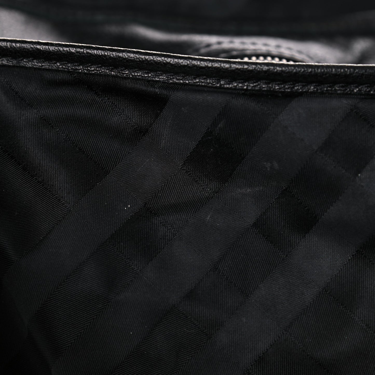Nylon Tonal Check Drawstring Tote Black