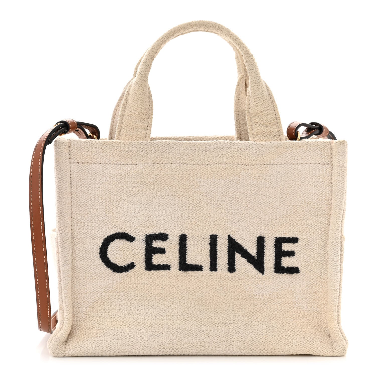 Celine Canvas Small Cabas Thais Ecru Black 1 of 10