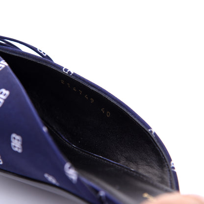 Balenciaga Crepe Satin BB Printed Knife Pointed Toe 40mm Mules 40 Blue White 8 of 12