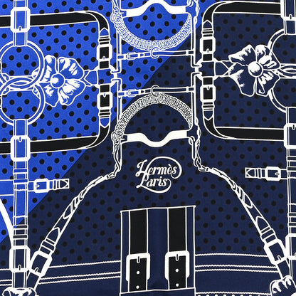 Hermes Silk Grand Manege Cut Bandana Scarf 55 Bleu Nuit Bleu 2 of 3