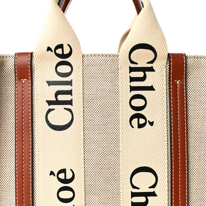 Chloe Cotton Calfskin Small Woody Ribbon Tote  White Brown 8 of 10