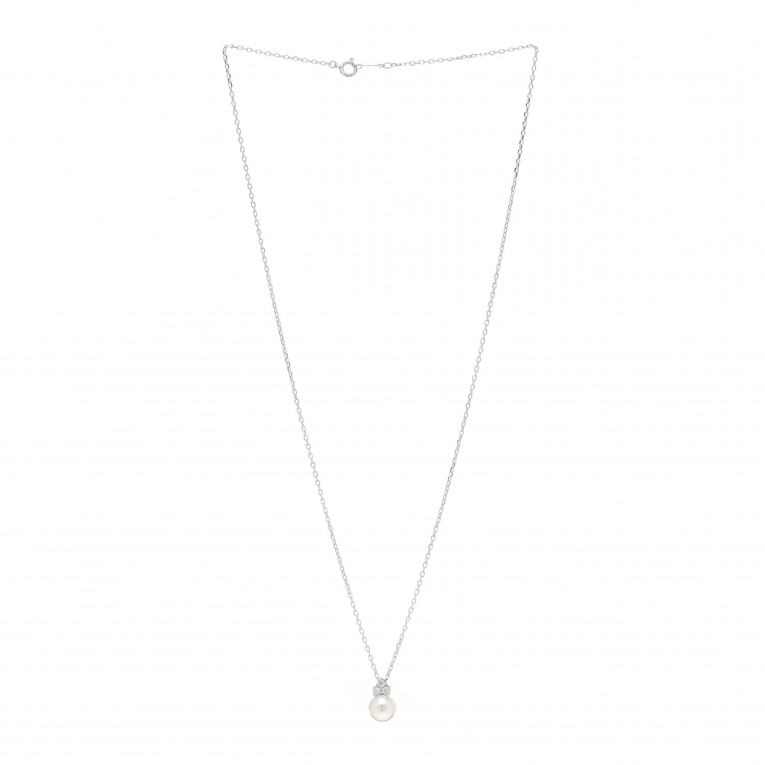 Mikimoto 18K White Gold Diamond Akoya Pearl 7.5-8mm Drop Pendant Necklace 3 of 5