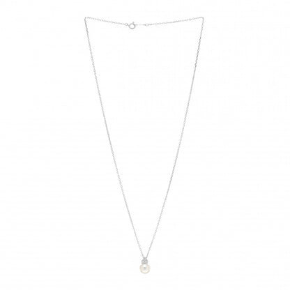 Mikimoto 18K White Gold Diamond Akoya Pearl 7.5-8mm Drop Pendant Necklace 3 of 5
