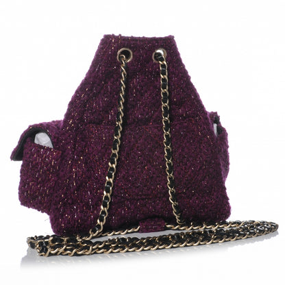 Chanel Tweed Mini Backpack Aubergine 12A 4 of 19