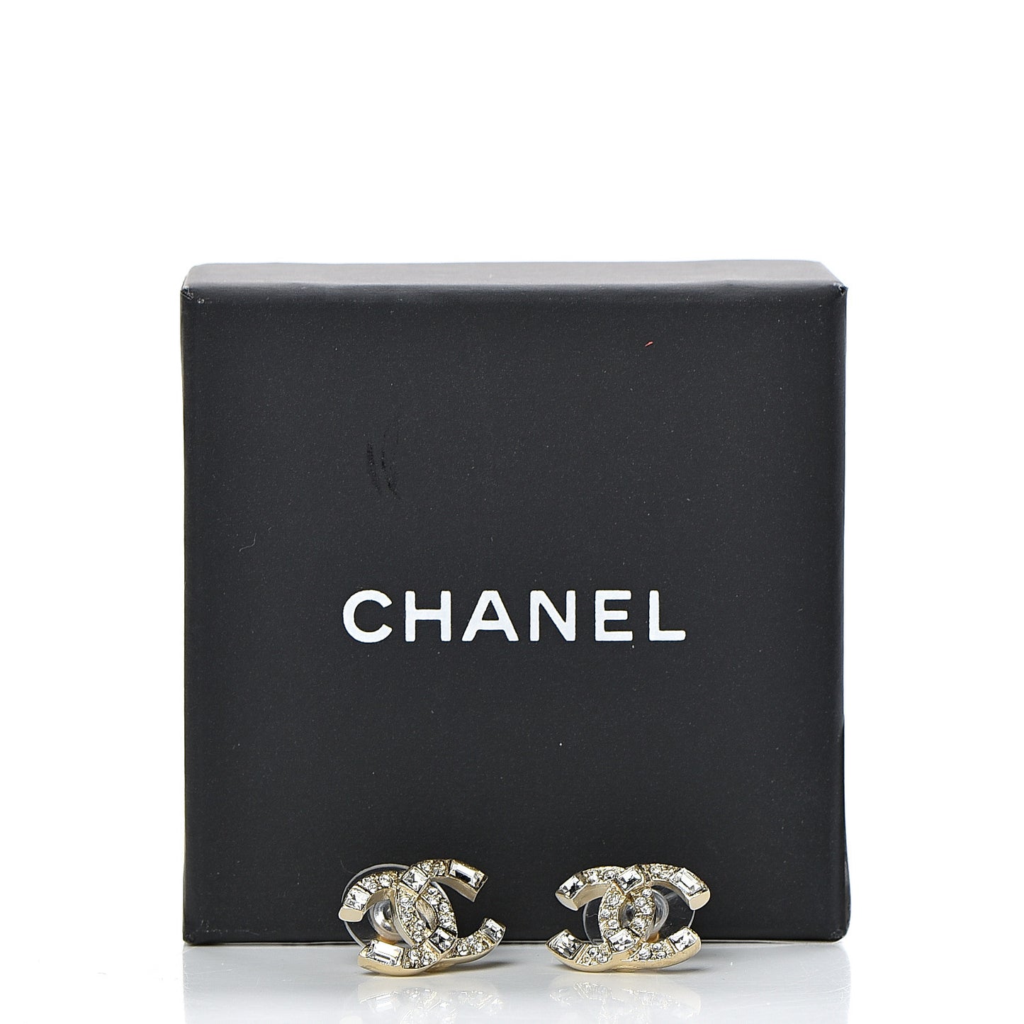 Crystal Baguette CC Earrings Gold
