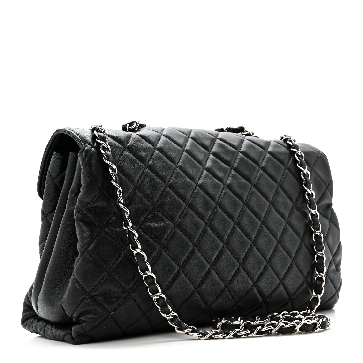Chanel Lambskin Quilted Jumbo Chanel by 4 Flap Black 1856437