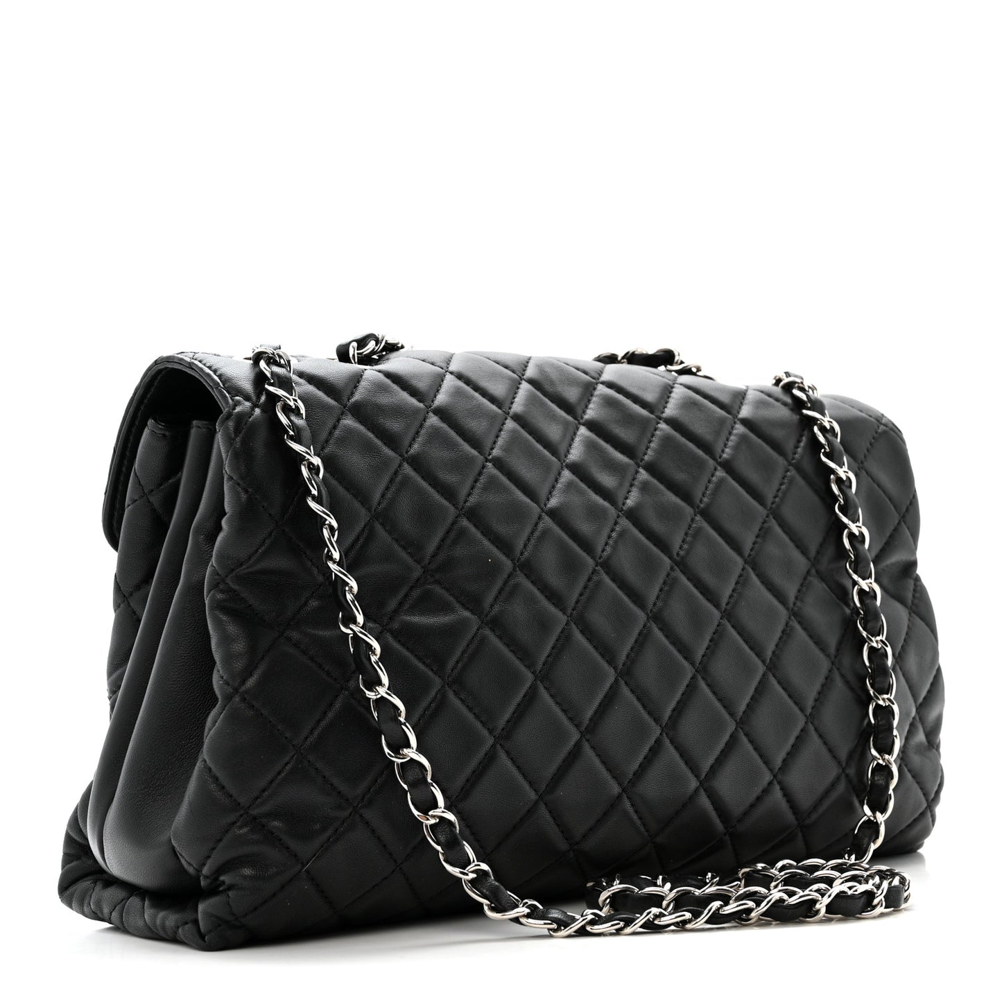 Lambskin Quilted Jumbo Chanel by 4 Flap Black