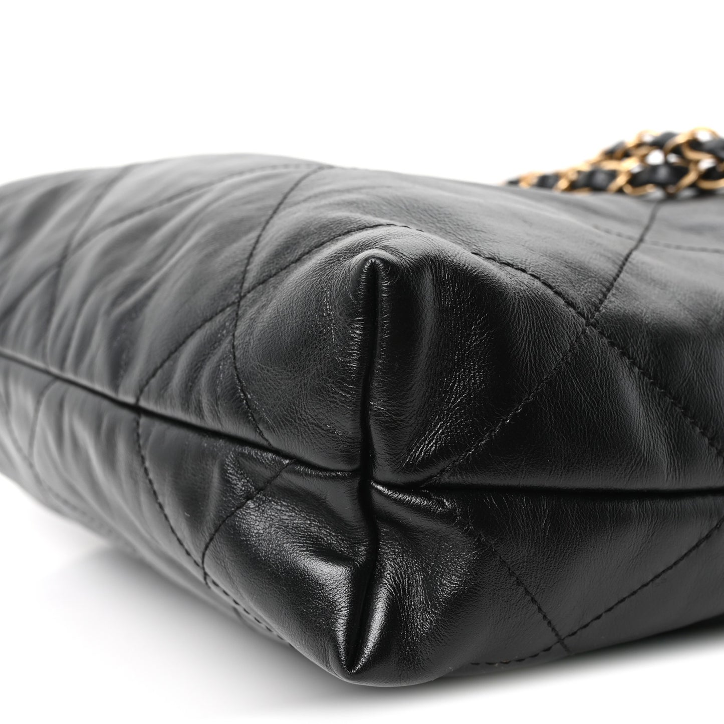 Shiny Calfskin Quilted Small Chanel 22 Black