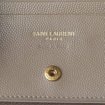Saint Laurent Grain De Poudre Matelasse Chevron Monogram Card Case Dusty Grey 6 of 8