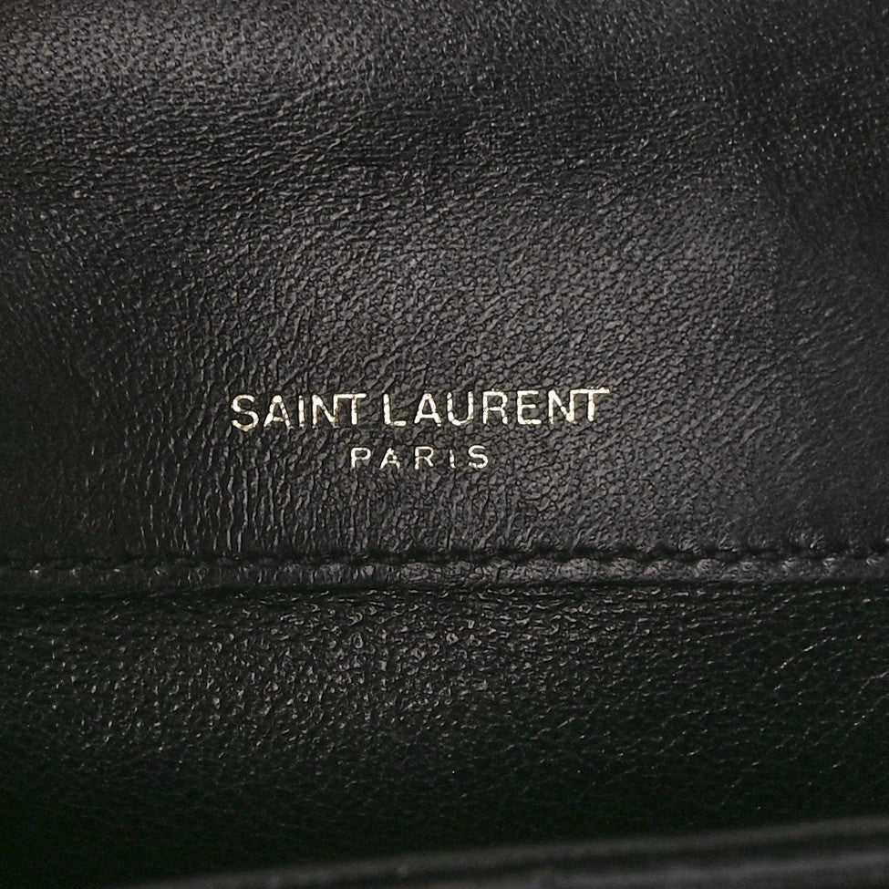 SAINT LAURENT Lambskin Matelasse Monogram Small Vicky Chain Bag Black