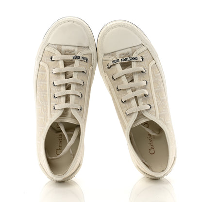 Christian Dior Calfskin Oblique Walk'N'Dior Low Top Sneakers 37 White Black 2 of 10