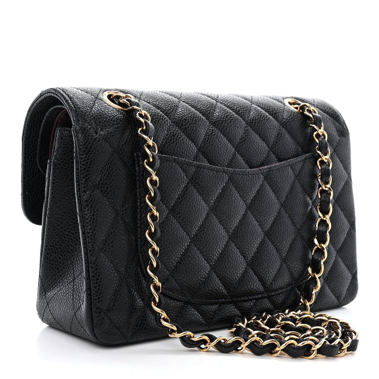 Caviar Quilted Small Double Flap Black