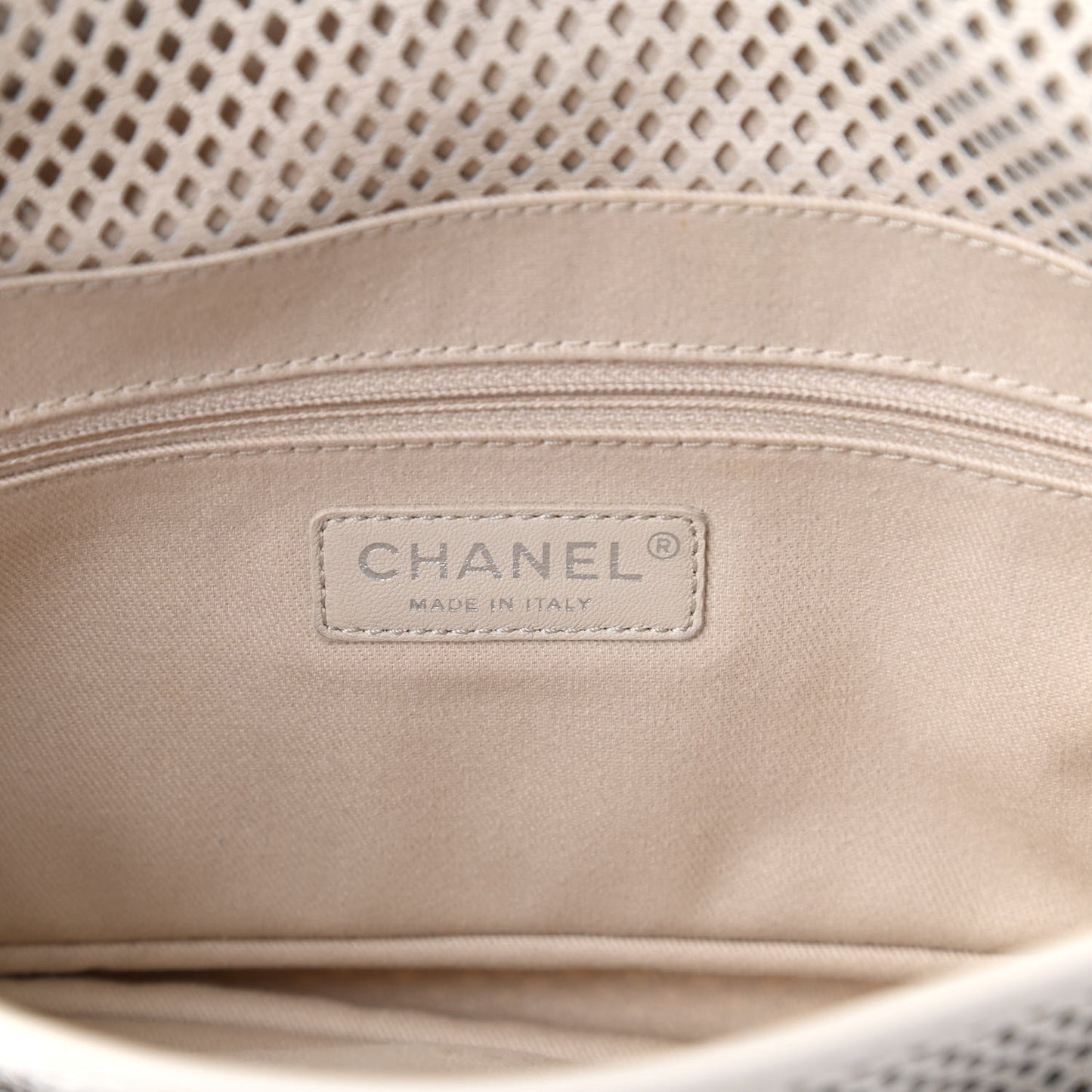 Perforated Calfskin Up In The Air Flap White
