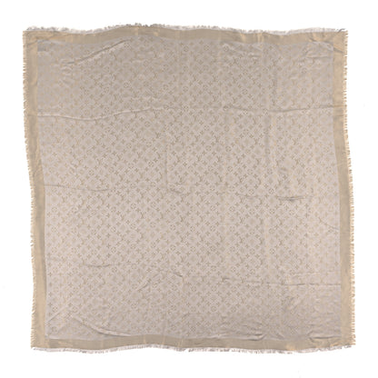 Louis Vuitton Silk Lurex Wool Monogram Shine Shawl Greige 1 of 3