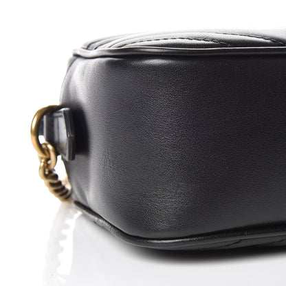 Gucci Calfskin Matelasse Small GG Marmont Chain Shoulder Bag Black 8 of 10