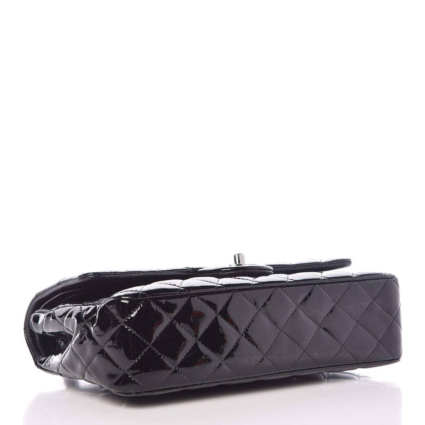 Patent Quilted Medium Double Flap Black