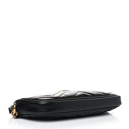 Gucci Calfskin Matelasse Mini GG Marmont Chain Crossbody Bag Black 3 of 6