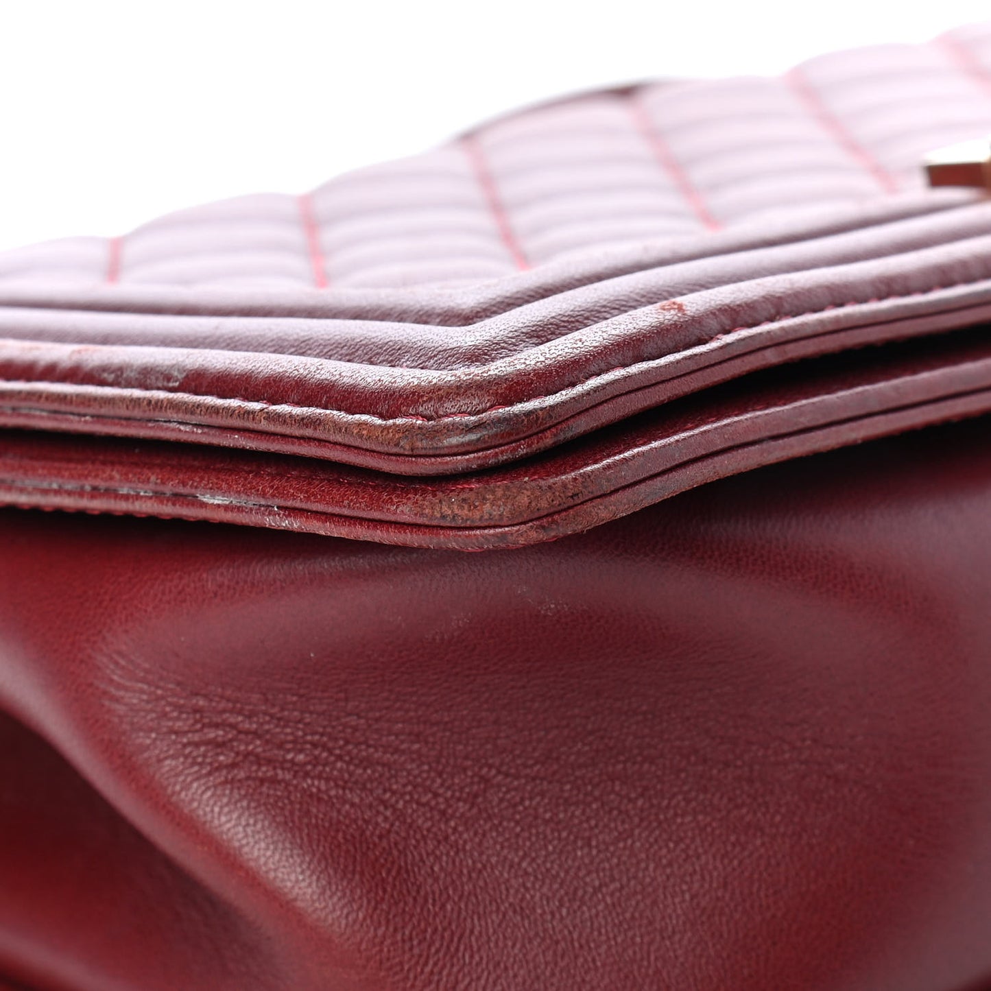 Lambskin Quilted Medium Boy Flap Burgundy