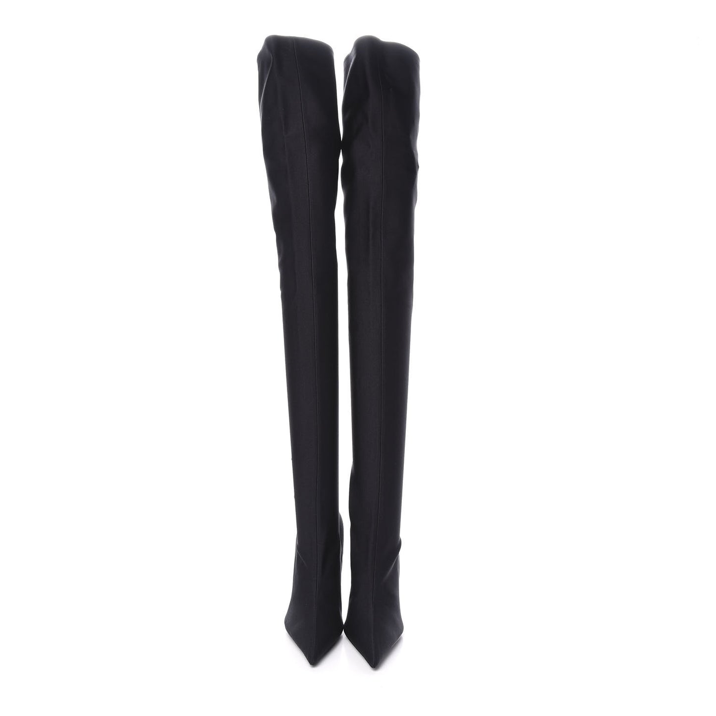 Spandex Pointed Toe Knife Thigh High Boots 38 Black