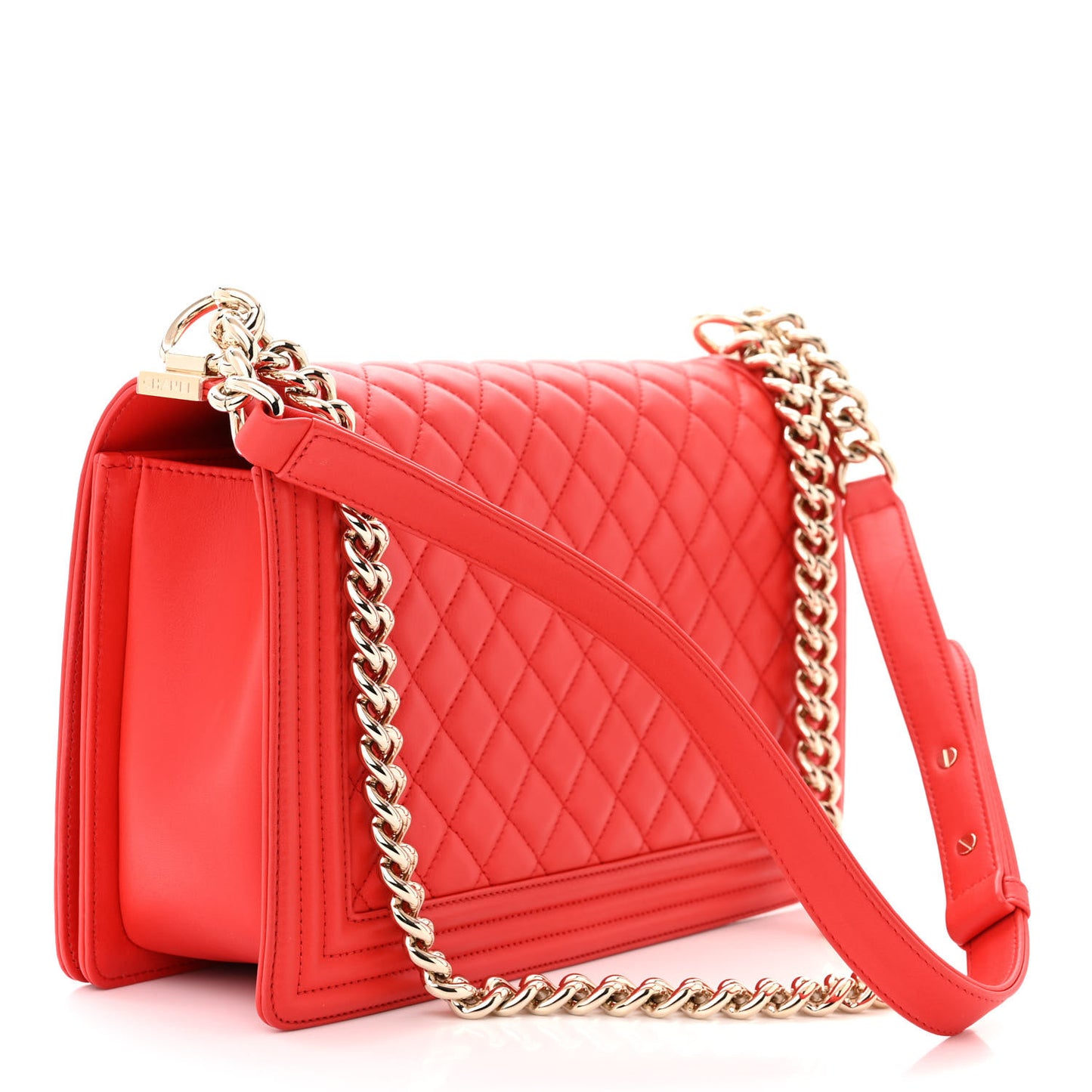 Calfskin Quilted New Medium Boy Flap Red