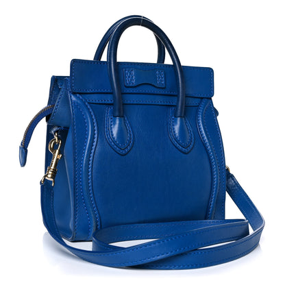 Celine Drummed Calfskin Nano Luggage Indigo 3 of 20