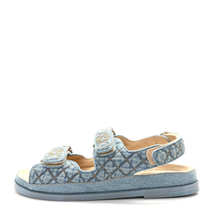 Chanel Denim Quilted Dad Sandals 40 Blue 1 of 10