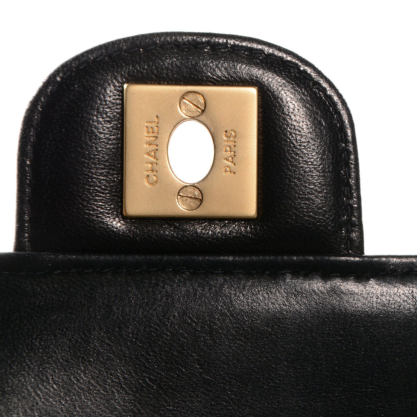 Lambskin East West Chocolate Bar Flap Black