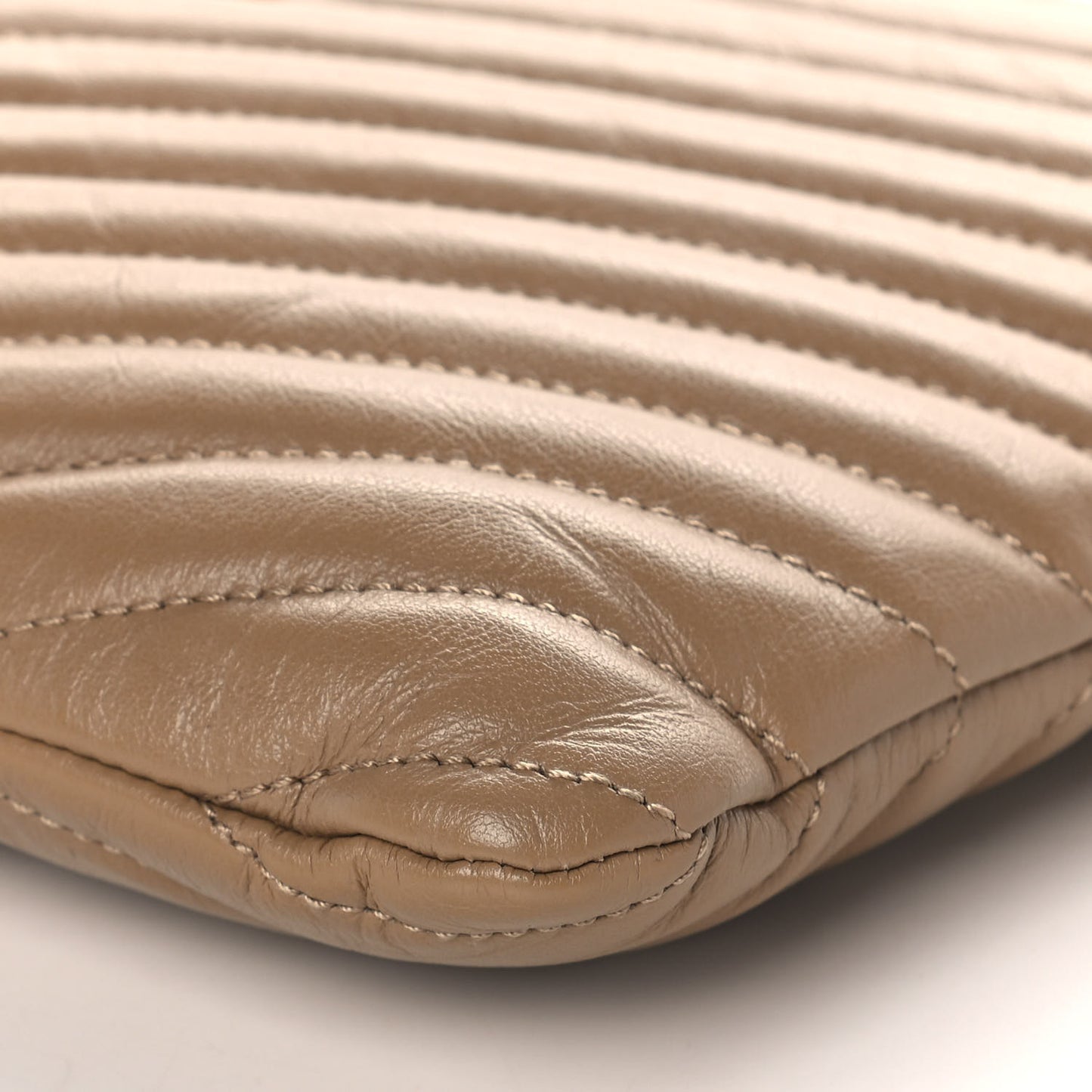Calfskin Matelasse Chevron Monogram Zip A4 Pouch Cork